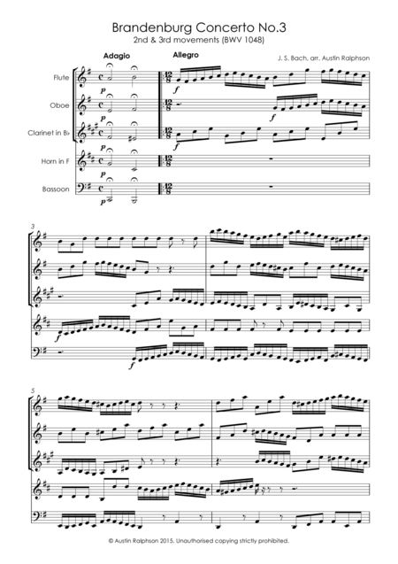 Brandenburg Concerto No 3 2nd 3rd Movements Wind Quintet Page 2