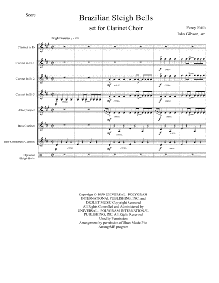 Brazilian Sleigh Bells Set For Clarinet Choir Page 2