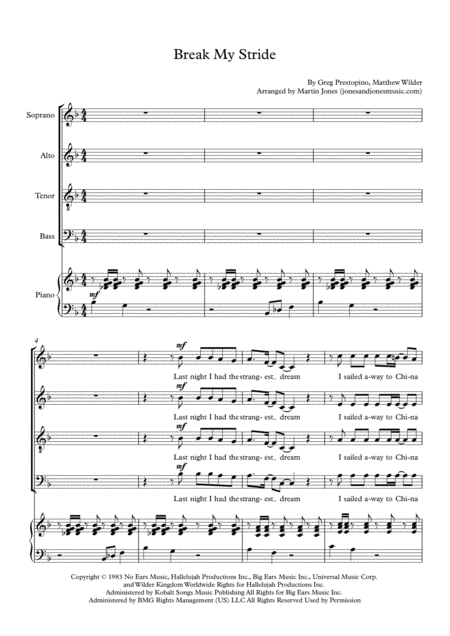 Break My Stride Satb Choir And Piano Page 2