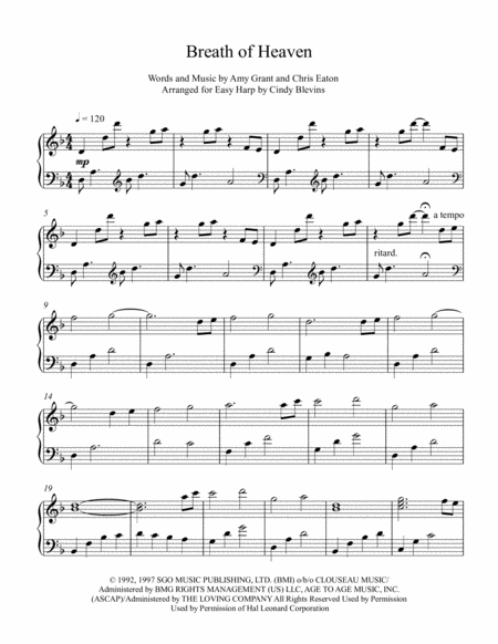 Breath Of Heaven Marys Song Arranged For Easy Harp Lever Or Pedal Harp Page 2