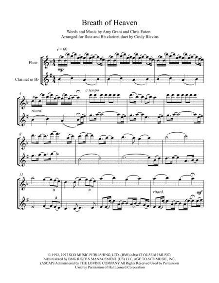 Breath Of Heaven Marys Song Arranged For Flute And Bb Clarinet Page 2