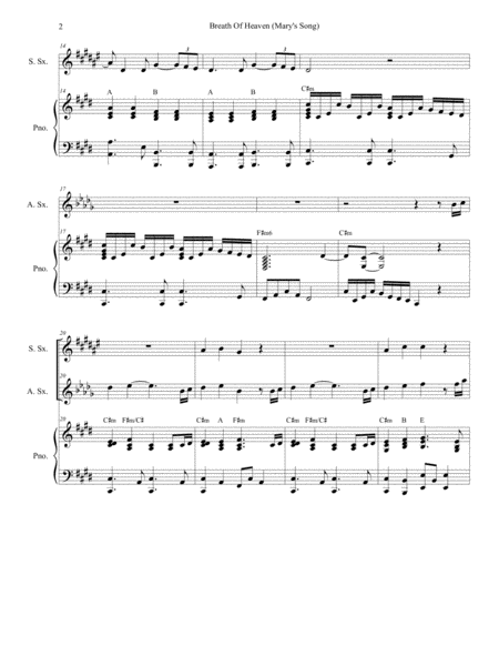 Breath Of Heaven Marys Song Duet For Soprano And Alto Saxophone Page 2