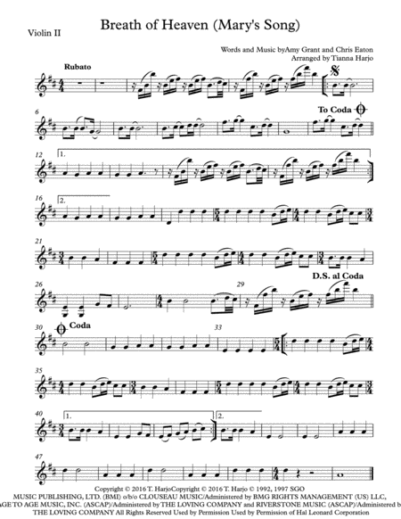 Breath Of Heaven Marys Song String Quartet Page 2