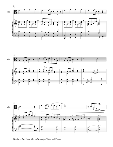 Brethren We Have Met To Worship Duet Viola And Piano Score And Parts Page 2