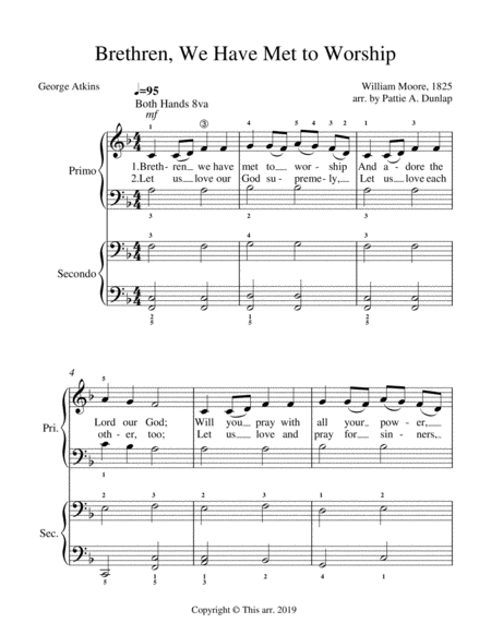 Brethren We Have Met To Worship Piano Duet Page 2