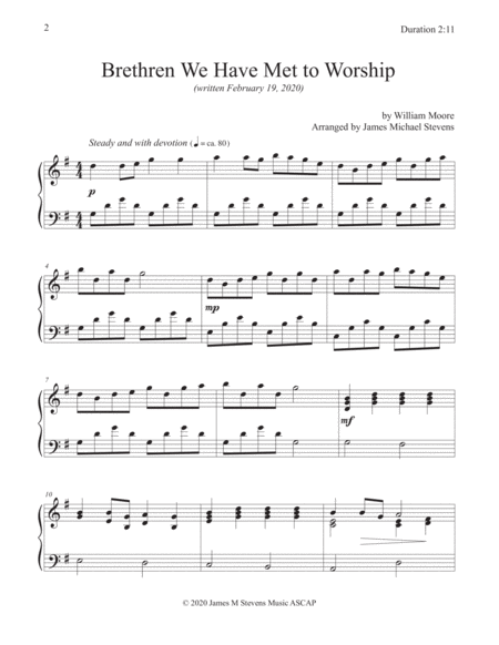 Brethren We Have Met To Worship Sacred Piano Page 2