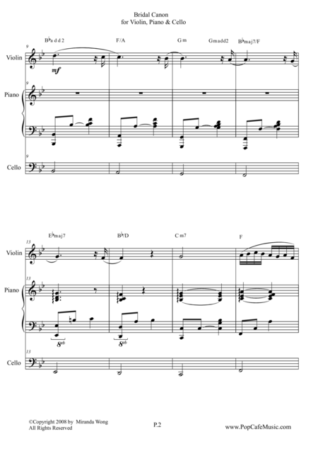 Bridal Canon In Bb Violin Piano Cello Page 2