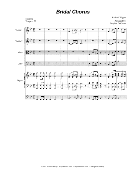 Bridal Chorus For String Quartet Organ Accompaniment Page 2