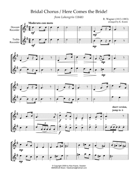 Bridal Chorus Here Comes The Bride For Recorder Duet Page 2