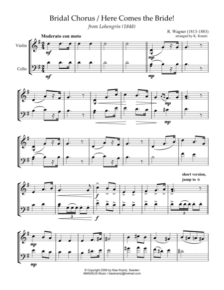 Bridal Chorus Here Comes The Bride For Violin And Cello G Maj Page 2