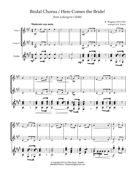 Bridal Chorus Here Comes The Bride For Violin Duet And Guitar A Major Page 2