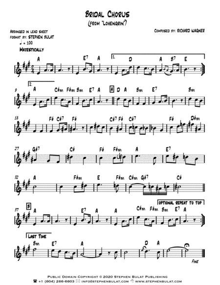 Bridal Chorus Wagner Lead Sheet Key Of A Page 2