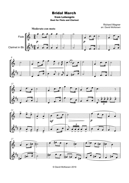 Bridal March Here Comes The Bride Duet For Flute And Clarinet Page 2