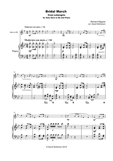 Bridal March Here Comes The Bride For Solo Horn In Eb And Piano Page 2