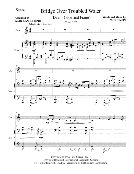 Bridge Over Troubled Water For Oboe And Piano Page 2