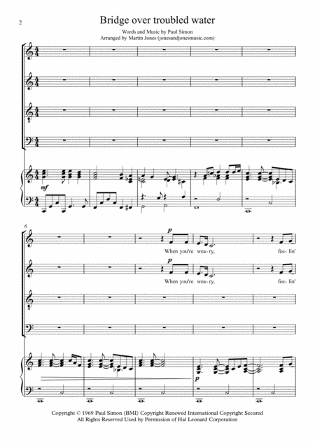 Bridge Over Troubled Water Satb Choir And Piano Page 2