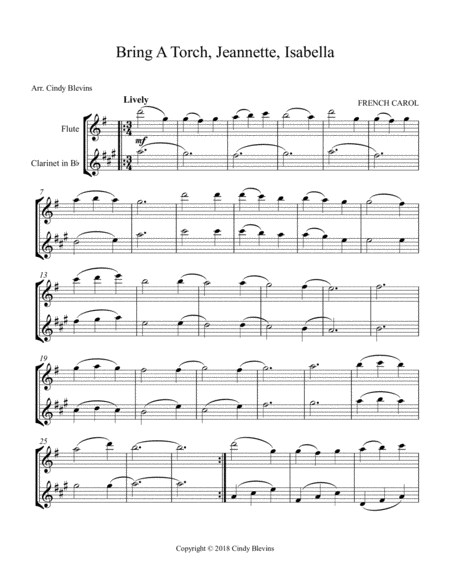 Bring A Torch Jeannette Isabella For Flute And Clarinet Page 2