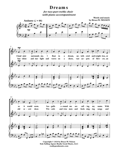 Bruce W Nelson Dreams Two Part Choirs A Arrangement With Piano Accompaniment Page 2