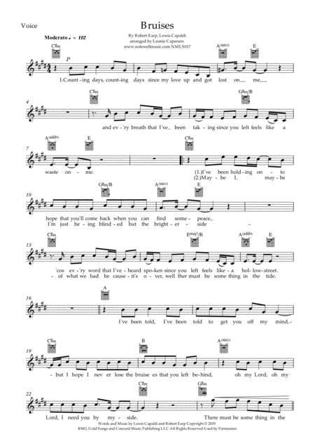 Bruises Lead Sheet C Minor Male Voice Page 2
