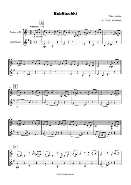 Bublitschki Russian Klezmer Song For Clarinet And Alto Clarinet Duet Page 2