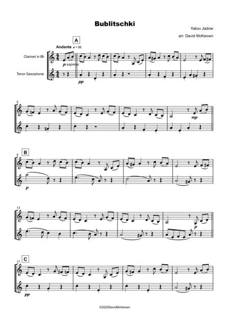 Bublitschki Russian Klezmer Song For Clarinet And Tenor Saxophone Duet Page 2