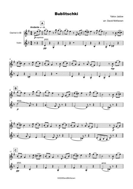 Bublitschki Russian Klezmer Song For Clarinet And Violin Duet Page 2