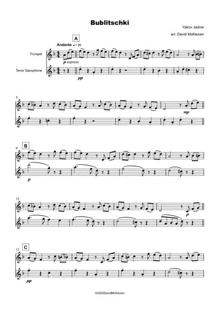 Bublitschki Russian Klezmer Song For Trumpet And Tenor Saxophone Duet Page 2