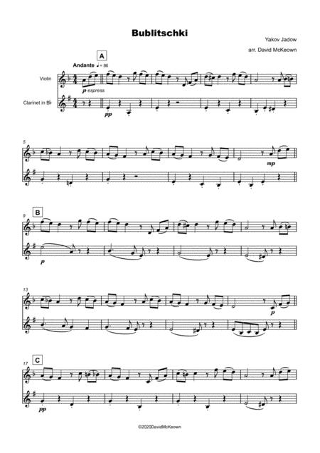 Bublitschki Russian Klezmer Song For Violin And Clarinet Duet Page 2