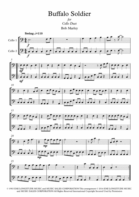 Buffalo Soldier For Cello Duet Page 2