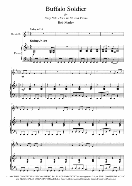 Buffalo Soldier For Easy Solo Tenor Saxophone And Piano Page 2
