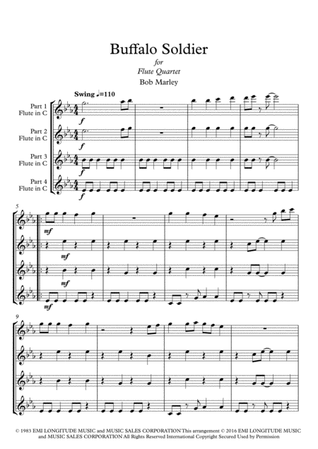 Buffalo Soldier For Flute Quartet Page 2