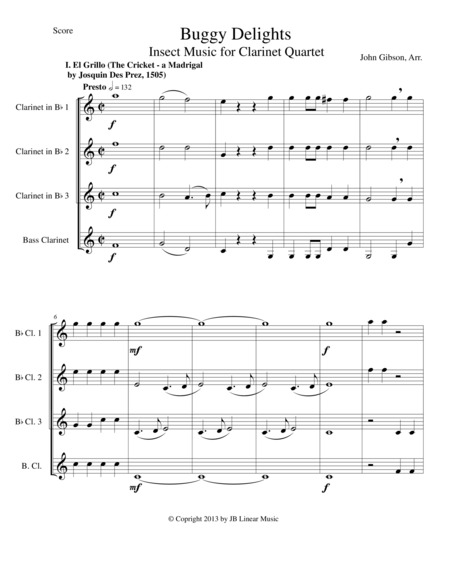 Buggy Delights Insect Music For Clarinet Quartet Score Page 2