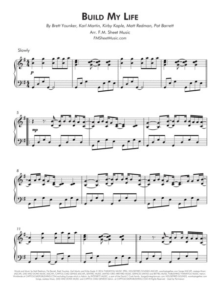 Build My Life Intermediate Piano Page 2