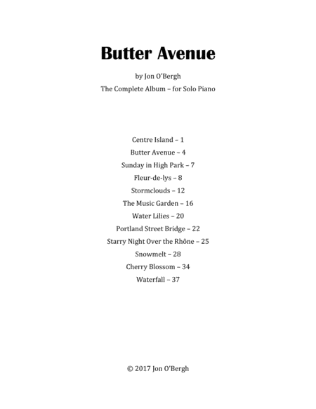 Butter Avenue The Complete Album For Solo Piano Page 2