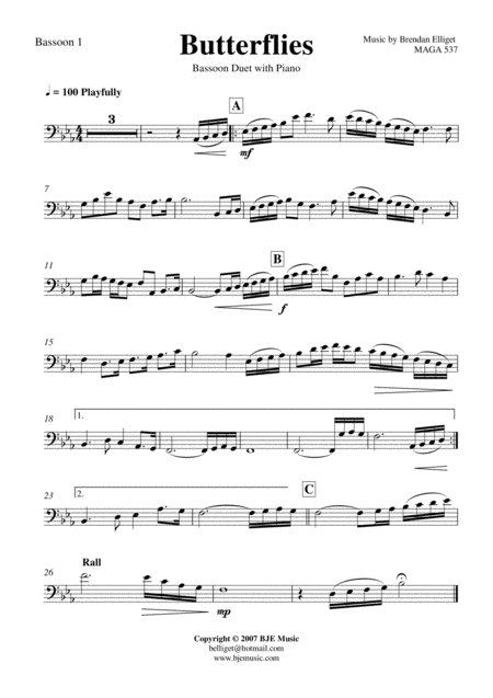 Butterflies Bassoon Duet With Piano Accompaniment Score And Parts Pdf Page 2