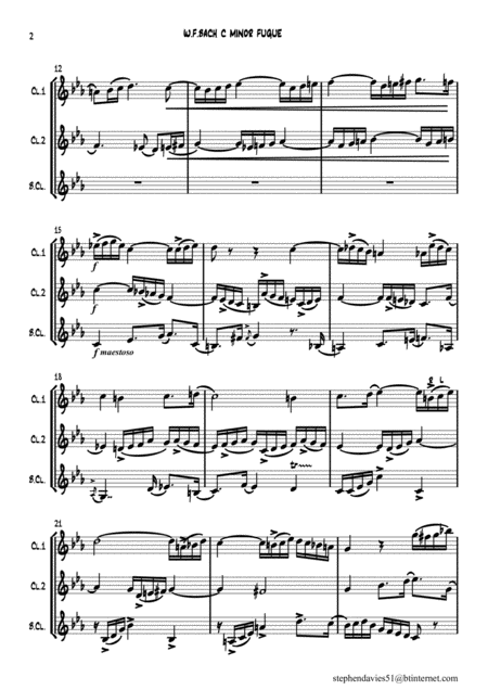 C Minor Fugue By Wilhelm Friedemann Bach For Clarinet Trio Page 2