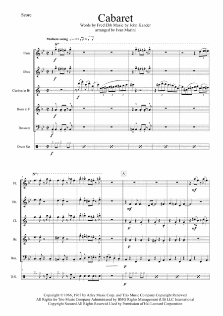 Cabaret As Performed By Liza Minnelli Woodwind Quintet And Opt Drums Page 2
