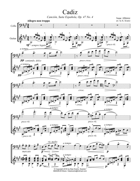 Cadiz Op 47 No 4 For Cello And Guitar Page 2