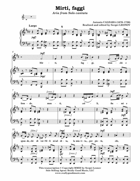 Caldara Antonio Mirti Faggi Aria From The Cantata Arranged For Voice And Piano B Minor Page 2