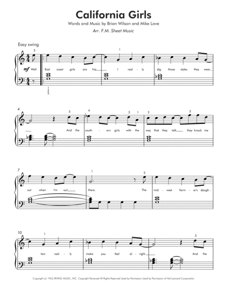 California Girls Easy Piano Page 2