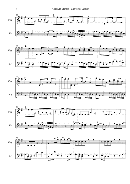 Call Me Maybe Carly Rae Jepsen Arranged For String Duet Page 2