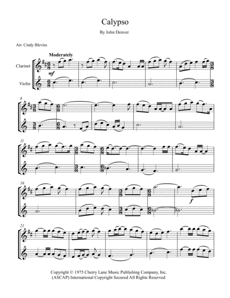 Calypso For Clarinet And Violin Page 2