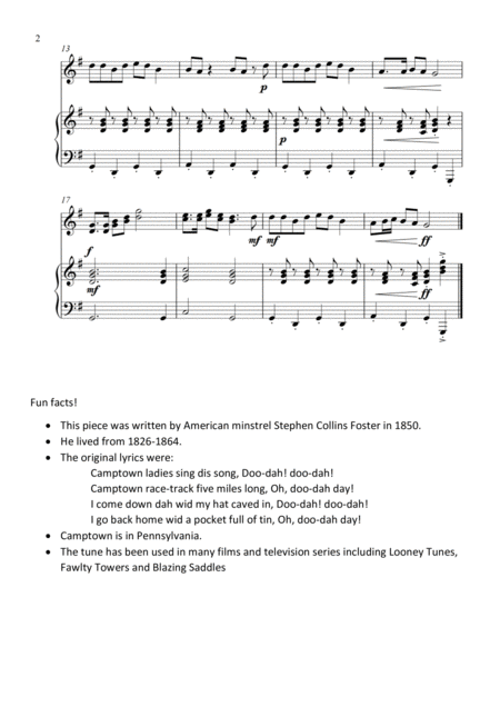 Camptown Races For Tuned Percussion And Piano Accompaniment Page 2