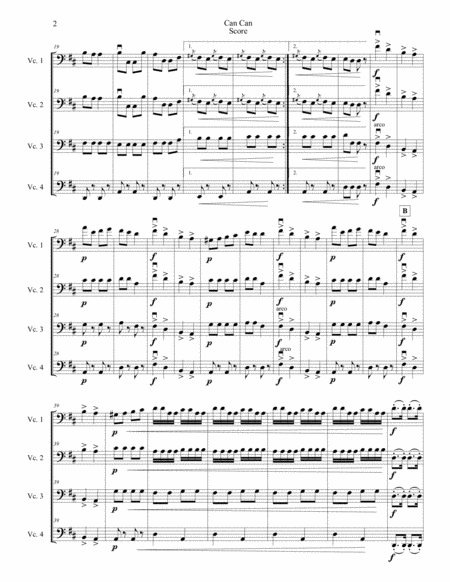 Can Can For Intermediate Cello Quartet Four Cellos From Orpheus In The Underworld Page 2