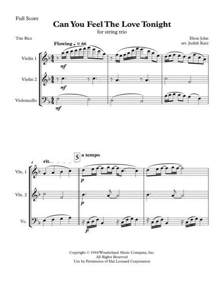 Can You Feel The Love Tonight For String Trio Page 2