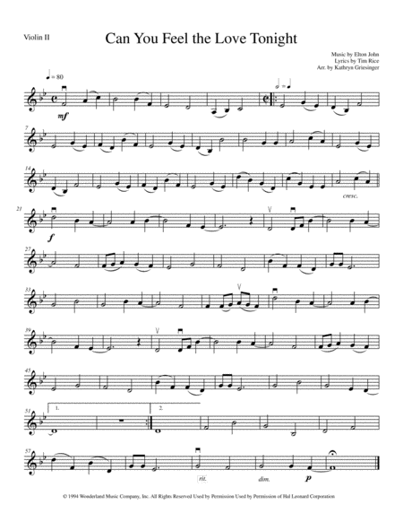 Can You Feel The Love Tonight String Quartet Page 2