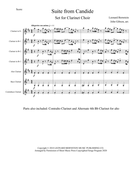 Candide Suite Leonard Bernstein Set For Clarinet Choir Page 2