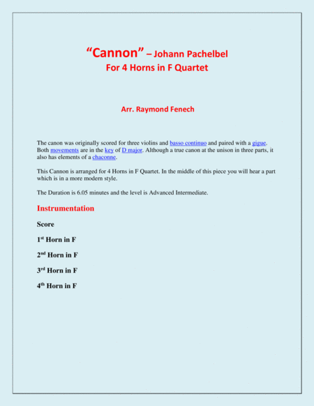 Cannon Johann Pachebel 4 Horns In F Page 2