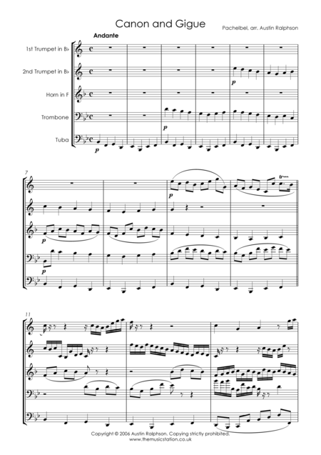 Canon And Gigue In D Brass Quintet Page 2