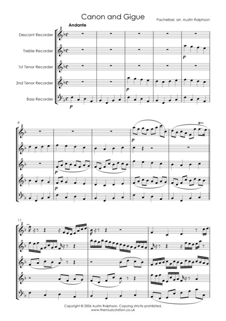 Canon And Gigue In D Recorder Quintet Page 2